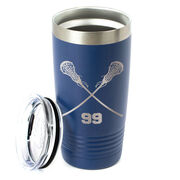 Girls Lacrosse 20 oz. Double Insulated Tumbler - Personalized Crossed Sticks