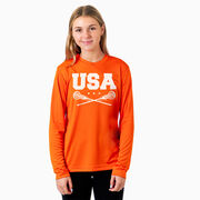 Girls Lacrosse Long Sleeve Performance Tee - USA Girls Lacrosse