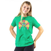 Girls Lacrosse Short Sleeve T-Shirt - Goofy Turkey Player