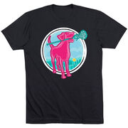 Girls Lacrosse Short Sleeve T-Shirt - Lacrosse Dog with Girl Stick