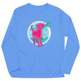 Girls Lacrosse Long Sleeve Performance Tee - Lacrosse Dog with Girl Stick