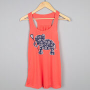 Girls Lacrosse Flowy Racerback Tank Top - Lax Elephant