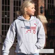Girls Lacrosse Hooded Sweatshirt - Patriotic LuLa the Lax Dog