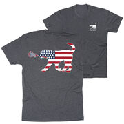 Girls Lacrosse Short Sleeve T-Shirt - Patriotic LuLa the Lax Dog (Back Design)
