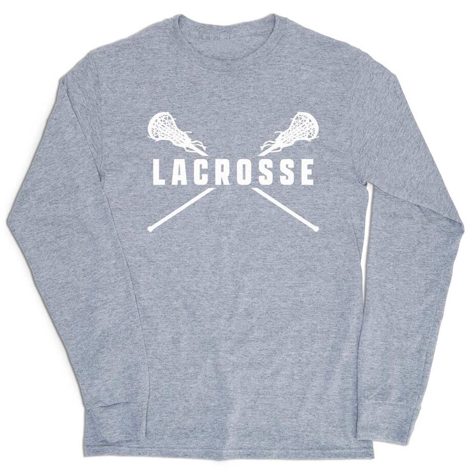 Girls Lacrosse Tshirt Long Sleeve - Crossed Girls Sticks - Personalization Image