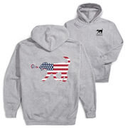 Girls Lacrosse Hooded Sweatshirt - Patriotic LuLa the Lax Dog (Back Design)