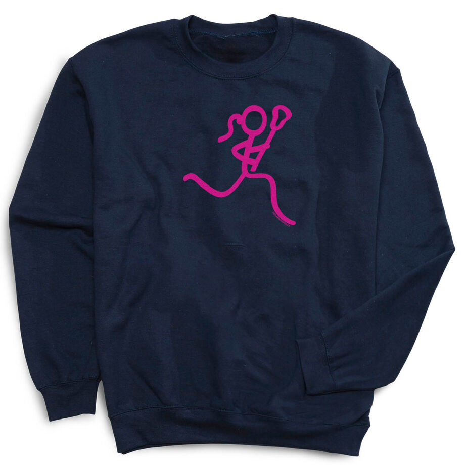 Girls Lacrosse Crewneck Sweatshirt - Neon Lax Girl