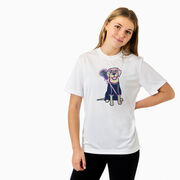 Girls Lacrosse Short Sleeve Performance Tee - Lily The Lacrosse Dog