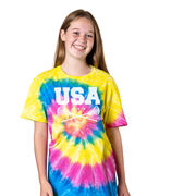 Girls Lacrosse Short Sleeve T-Shirt - USA Girls Lacrosse Tie Dye