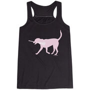 Girls Lacrosse Flowy Racerback Tank Top - LuLa the LAX Dog (Pink)