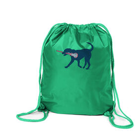 Lacrosse Drawstring Backpack LuLa The LAX Dog(Blue)