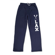 Girls Lacrosse Fleece Sweatpants - Lax With Crossed Sticks