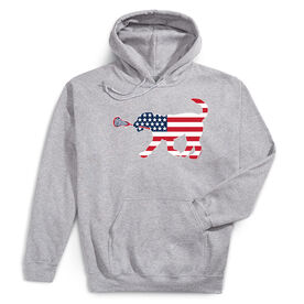 Girls Lacrosse Hooded Sweatshirt - Patriotic LuLa the Lax Dog