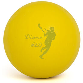 Personalized Engraved Lacrosse Ball Lacrosse Girl Name and Number (Yellow Ball)