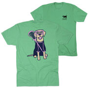 Girls Lacrosse Short Sleeve T-Shirt - Lily The Lacrosse Dog (Back Design)