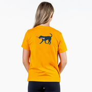 Girls Lacrosse Short Sleeve T-Shirt - LuLa the Lax Dog Blue (Back Design)