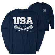 Girls Lacrosse Tshirt Long Sleeve - USA Girls Lacrosse (Back Design)