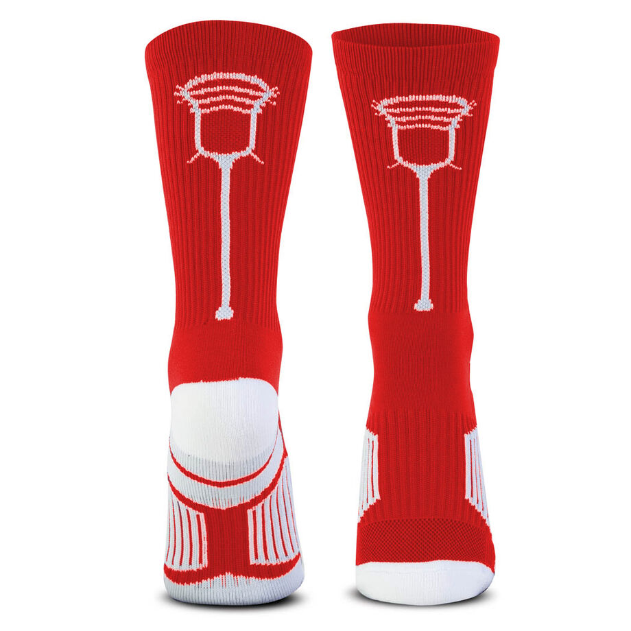 Lacrosse Woven Mid-Calf Socks - Single Stick (Red/White)