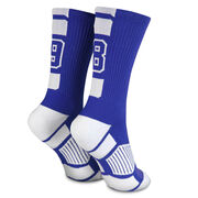 Team Number Woven Mid-Calf Socks - Blue