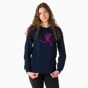 Girls Lacrosse Tshirt Long Sleeve - Neon Lax Girl