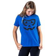 Girls Lacrosse Short Sleeve Tee - Lacrosse Goggle Pumpkin Face
