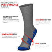 Team Number Woven Mid-Calf Socks - Gray/Blue
