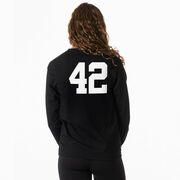 Girls Lacrosse Tshirt Long Sleeve - Patriotic Lula The Lax Dog