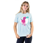 Girls Lacrosse Short Sleeve T-Shirt - Lacrosse Dog with Girl Stick