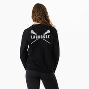 Girls Lacrosse Crewneck Sweatshirt - Lacrosse Crossed Girl Sticks (Back Design)