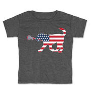 Girls Lacrosse Toddler Short Sleeve Shirt - Patriotic Lula the Lax Dog
