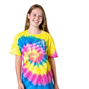 Girls Lacrosse Short Sleeve T-Shirt - Play Hard Dream Big Lax Strong Tie Dye