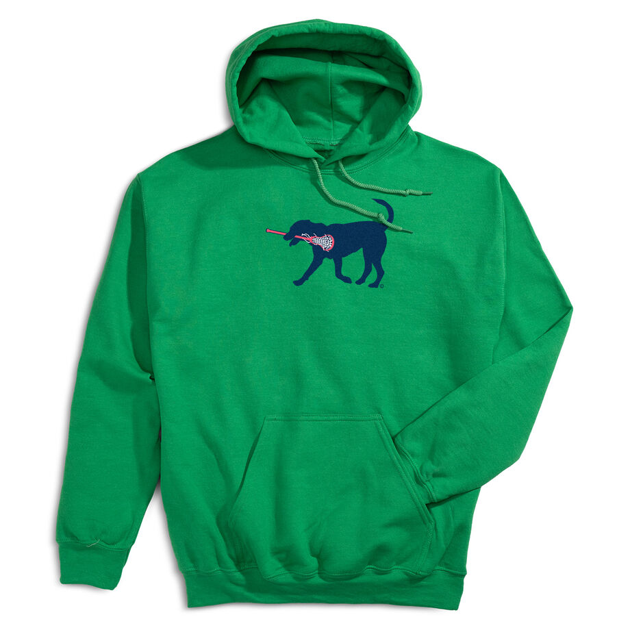Girls Lacrosse Hooded Sweatshirt - LuLa The LAX Dog(Blue) - Personalization Image
