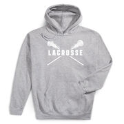 Girls Lacrosse Hooded Sweatshirt - Lacrosse Crossed Girls Sticks [Youth Small/Gray] - SS