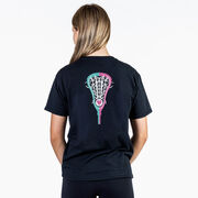 Girls Lacrosse Short Sleeve T-Shirt - Lacrosse Stick Heart (Back Design)