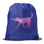 Girls Lacrosse Drawstring Backpack LuLa the Lax Dog(Pink)