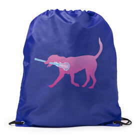 Girls Lacrosse Drawstring Backpack LuLa the Lax Dog(Pink)