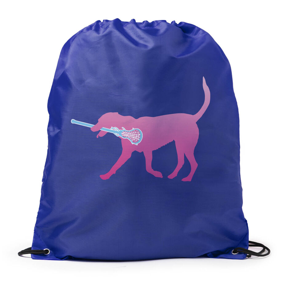 Girls Lacrosse Drawstring Backpack LuLa the Lax Dog(Pink)