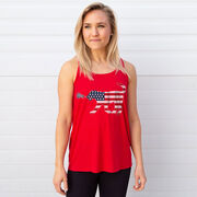 Girls Lacrosse Flowy Racerback Tank Top - Patriotic LuLa the Lax Dog