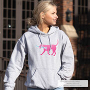 Girls Lacrosse Hooded Sweatshirt - LuLa the Lax Dog (Pink)