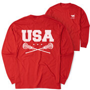 Girls Lacrosse Tshirt Long Sleeve - USA Girls Lacrosse (Back Design)