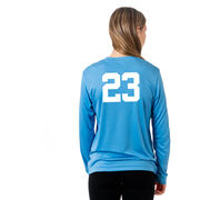 Girls Lacrosse Long Sleeve Performance Tee - Lacrosse Dog with Girl Stick