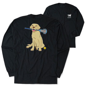 Girls Lacrosse Tshirt Long Sleeve - Chase The Lax Dog (Back Design)