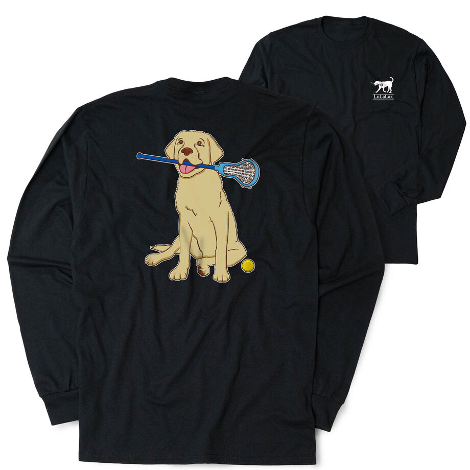 Girls Lacrosse Tshirt Long Sleeve - Chase The Lax Dog (Back Design)