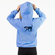 Girls Lacrosse Hooded Sweatshirt - LuLa The LAX Dog Blue (Back Design)