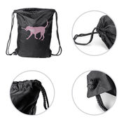 Girls Lacrosse Drawstring Backpack LuLa the Lax Dog(Pink)