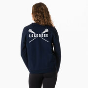 Girls Lacrosse Crewneck Sweatshirt - Lacrosse Crossed Girl Sticks (Back Design)