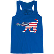 Girls Lacrosse Flowy Racerback Tank Top - Patriotic LuLa the Lax Dog