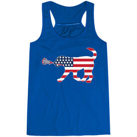Girls Lacrosse Flowy Racerback Tank Top - Patriotic LuLa the Lax Dog