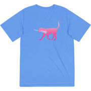 Girls Lacrosse Short Sleeve Performance Tee - LuLa the Lax Dog(Pink)