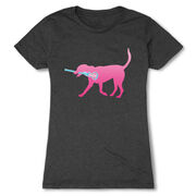 Girls Lacrosse Women's Everyday Tee - LuLa the Lax Dog (Pink)